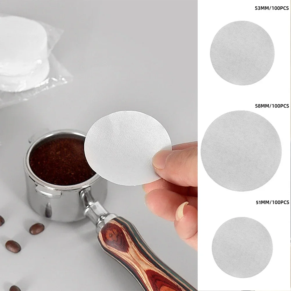 Leeseph Coffee Paper Filter, 100 Pieces Espresso Machine Powder Bowl Filter For 51/53/58mm Puck Screen Coffee Portafilter Basket