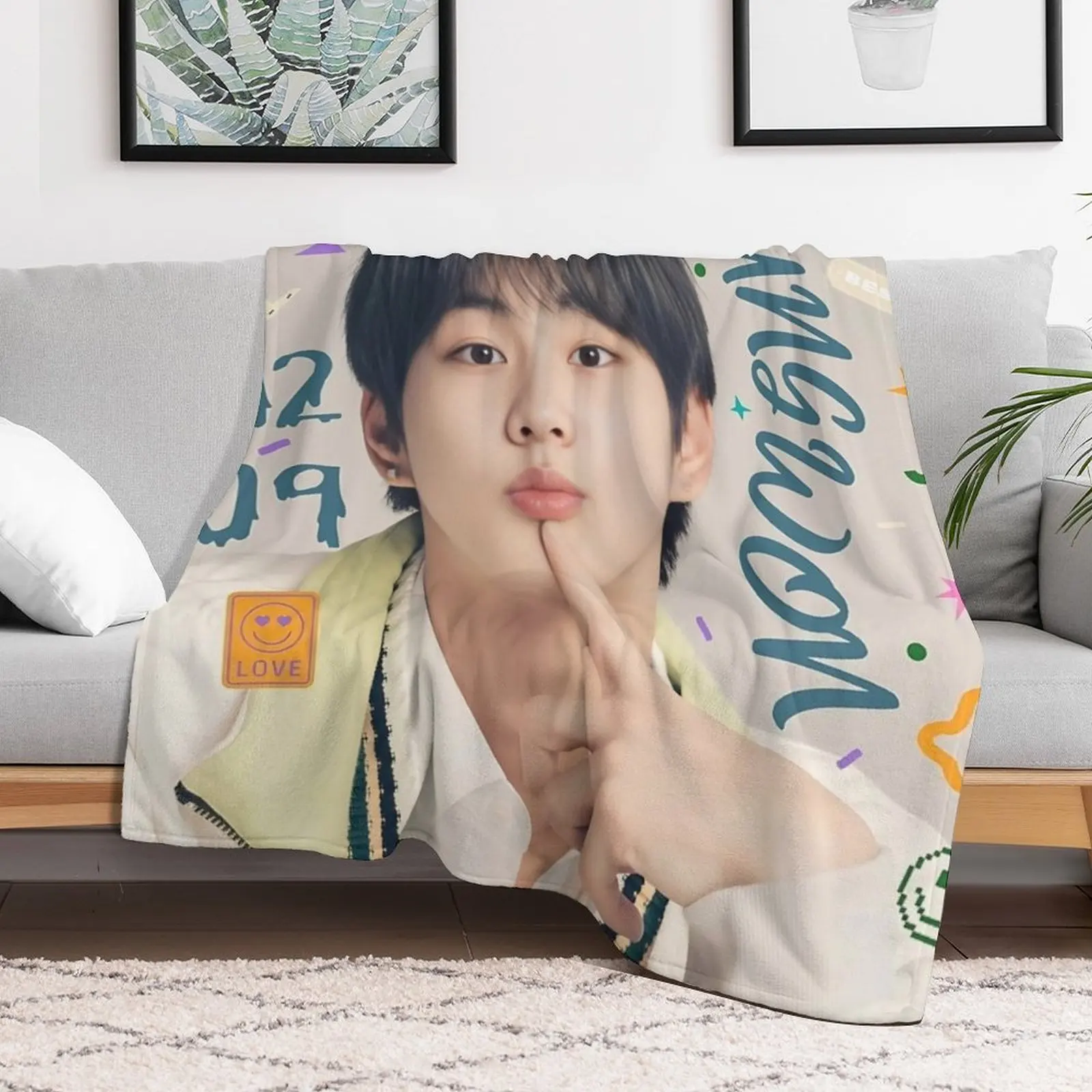 Jungwon birthday (KPOP) Throw Blanket decorative Flannel Thermals For Travel Tourist Blankets