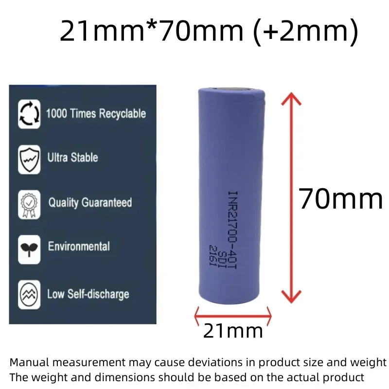 100% NEW 21700 4500mah 45A 40T 3.7V high discharge/capacity Li-ion rechargeable battery PK 40T high discharge power li-ion