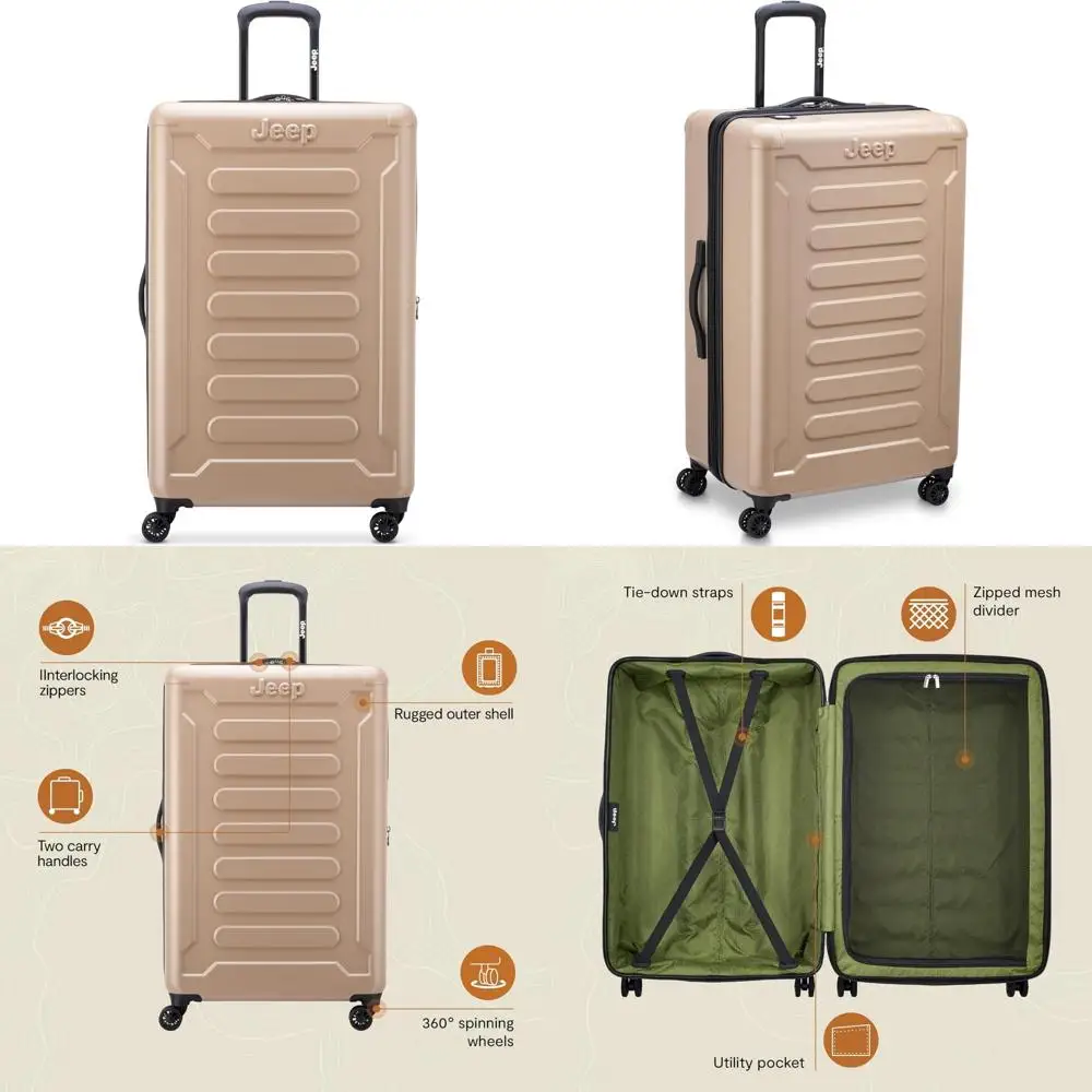 

Expandable Hardside Spinner Luggage, Beige, Large 28 Inch, Premium Quality Travel Suitcase