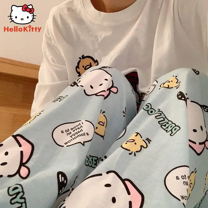 Anime Cartoon Hellokitty My Melody Kuromi Pajama Pants Spring Autumn Women Trousers Sweet Cute Student Dormitory Home Pants