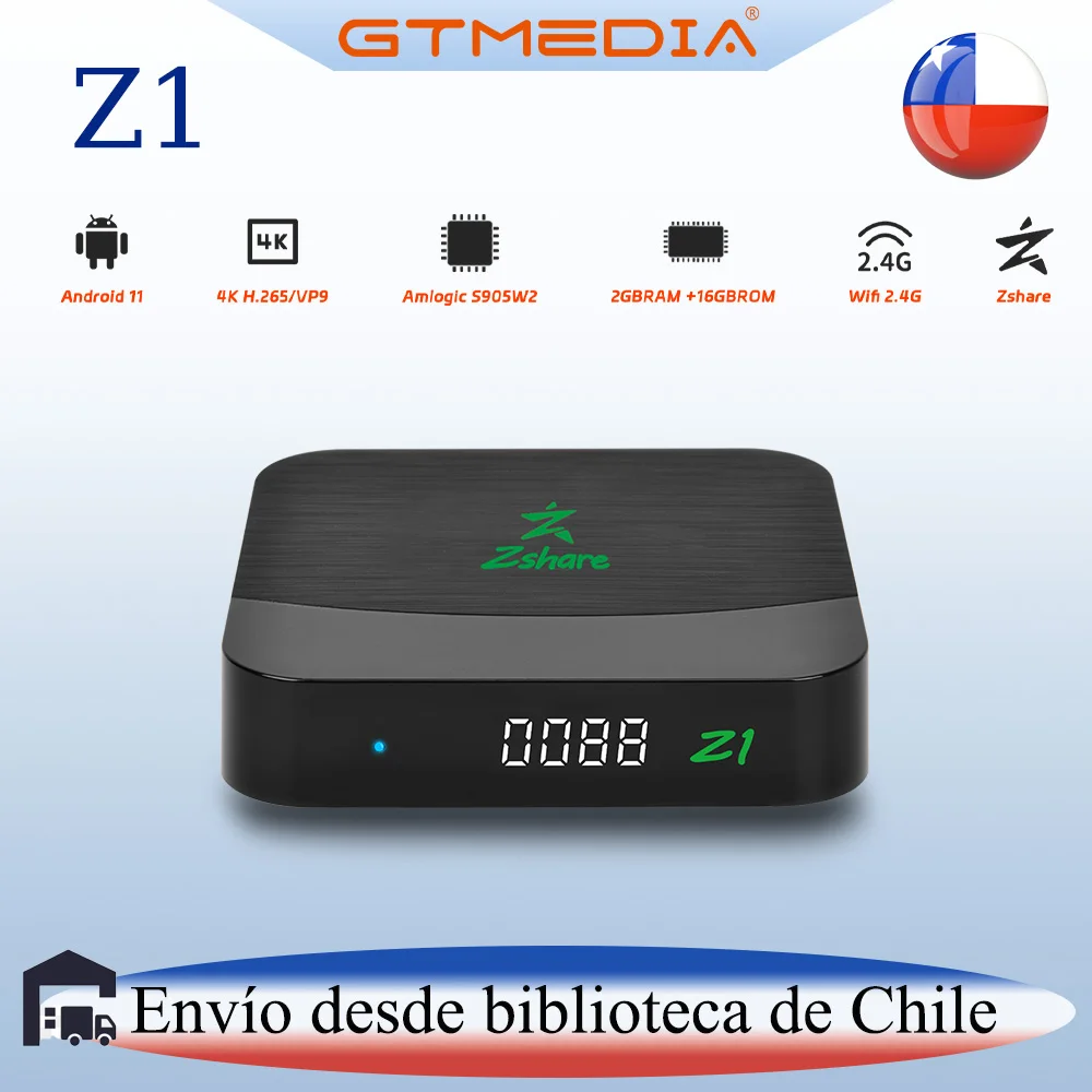 

2024 Zshare Z1 Latino TV BOX Android 11,0 android TV box 2G/16G built-in 2,4G WiFi 4K H.265 HEVC Amlogic S905W2 set top BOX Latino Chile tv box, mytv, shipping from Chile