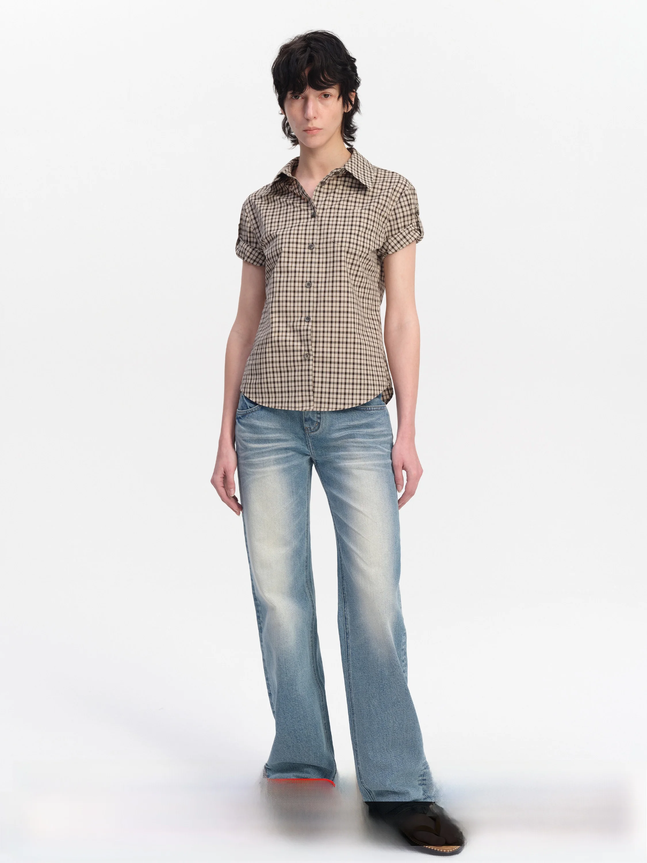 

SMIIILE светло-голубые винтажные прямые джинсы с низкой талией и заниженной талией, женские облегающие джинсы, повседневные джинсы-стойка