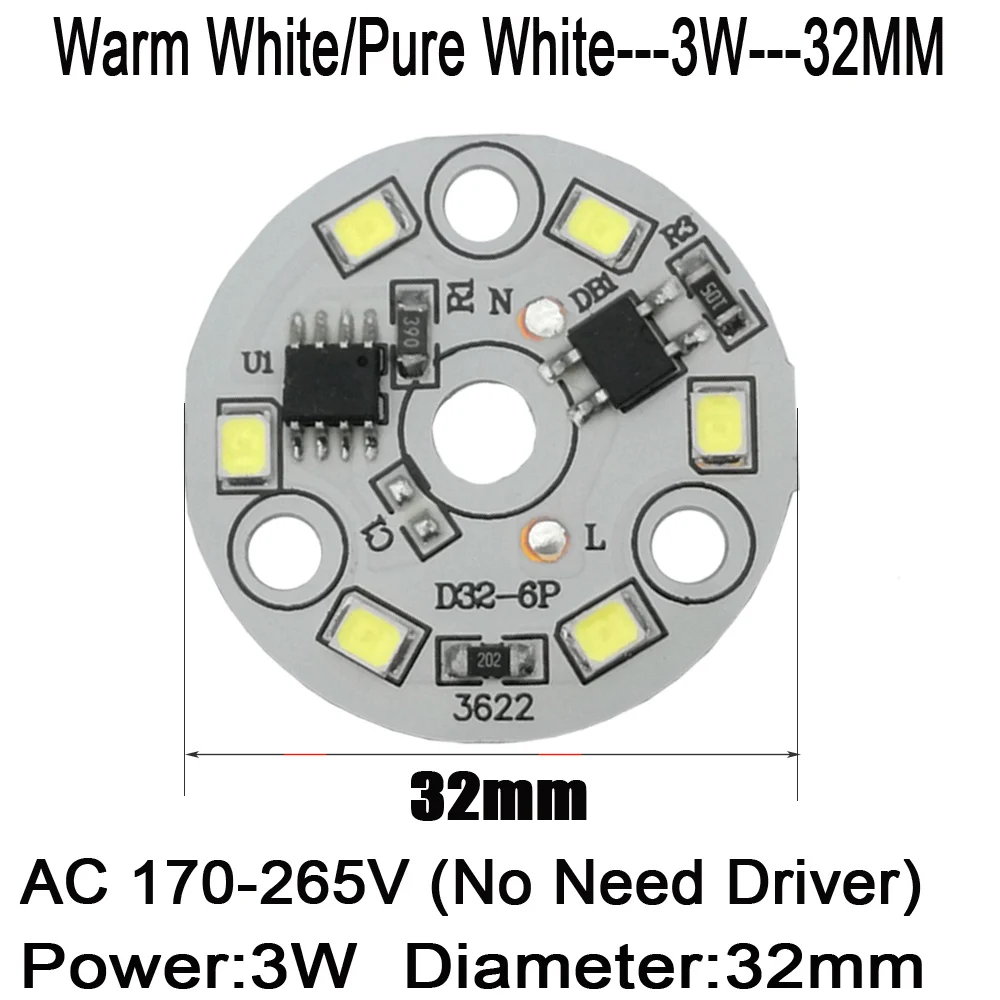 AC 220V LED PCB with Integrated IC Driver 3-18W Board Light Welded 30cm Wire for Room Kitchen Hallway Bulb Tube Lighting