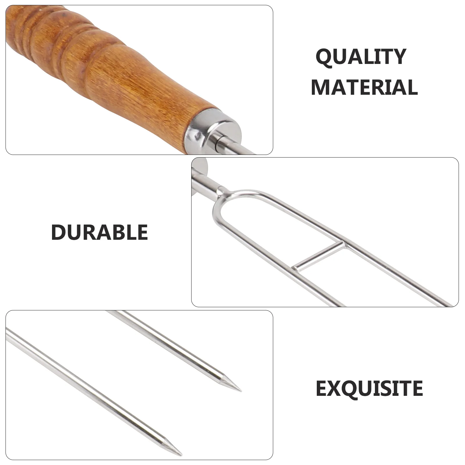 

6pcs Stainless Steel Barbecue Skewers 2-Prong Roasting Forks Grilling Tools For Meat Vegetables Outdoor Reusable Dishwasher Safe
