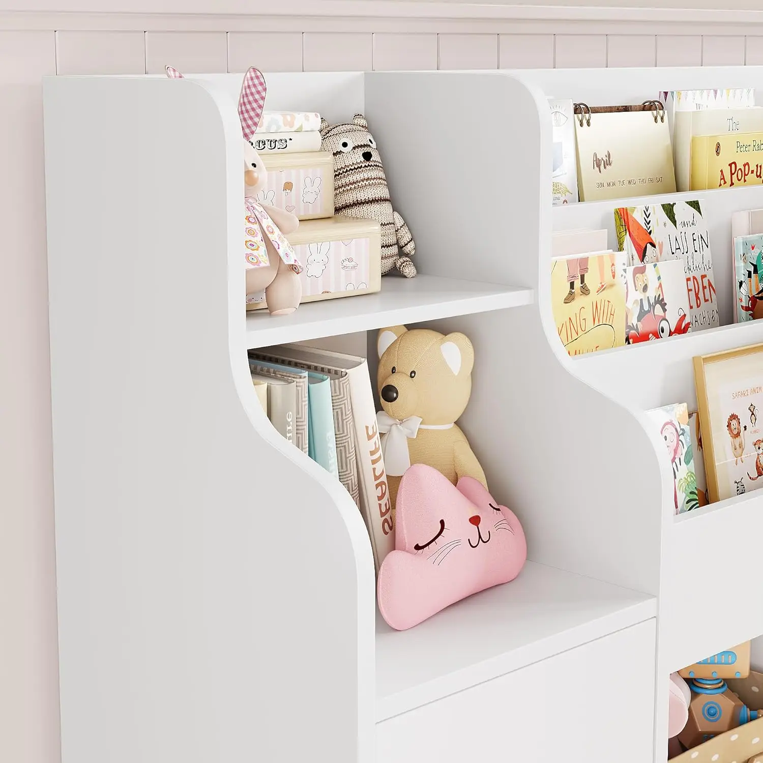 Organizer, Large Toy Organizers and Storage with 8 Storage Cubbies and 2 Movable Drawers, Toy Shelf Organi