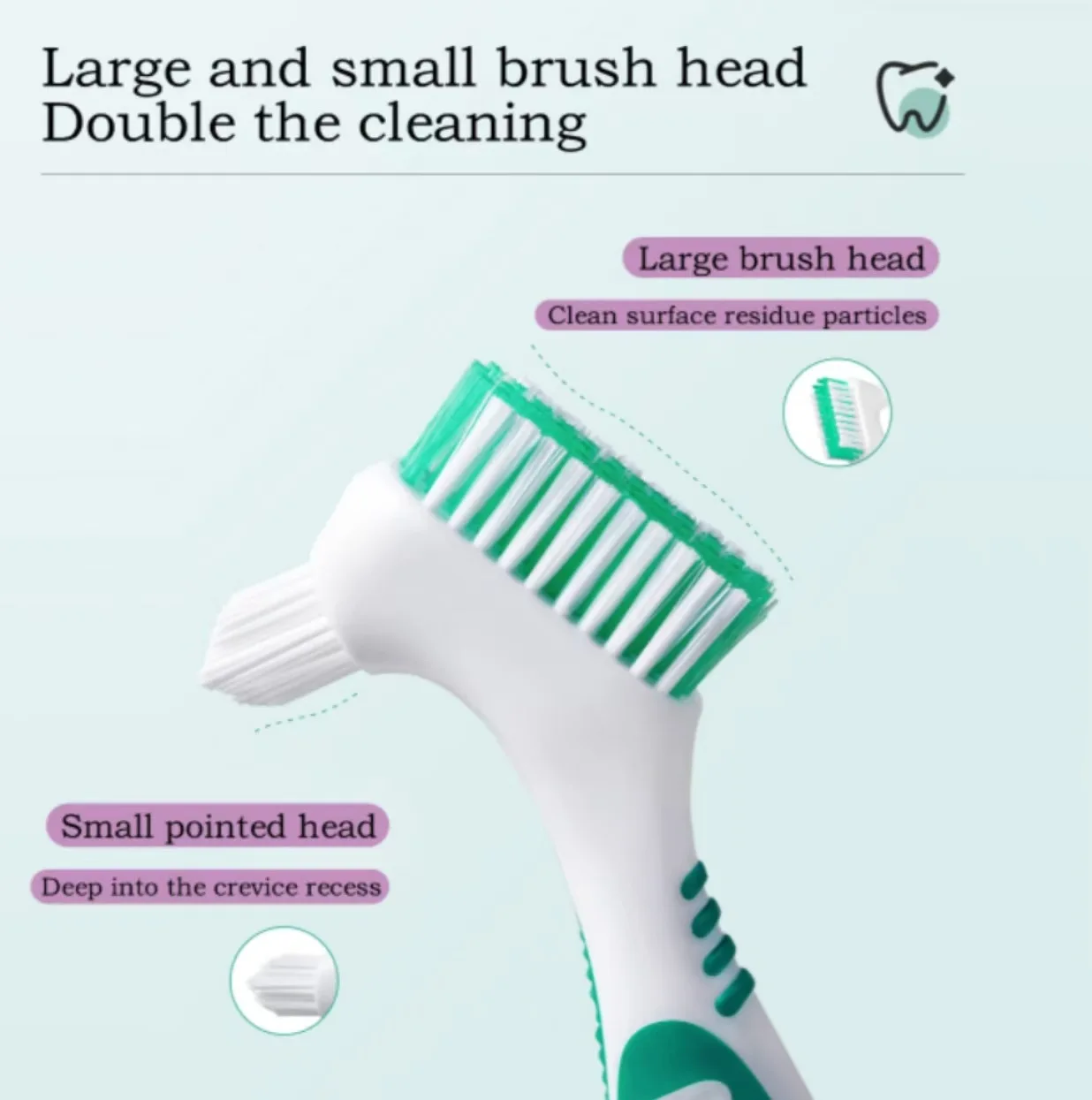 Denture Toothbrush Cleaning Brush Double Sided Non-slip Handle Denture Brush Invisible Braces Orthodontic Retainer Brush