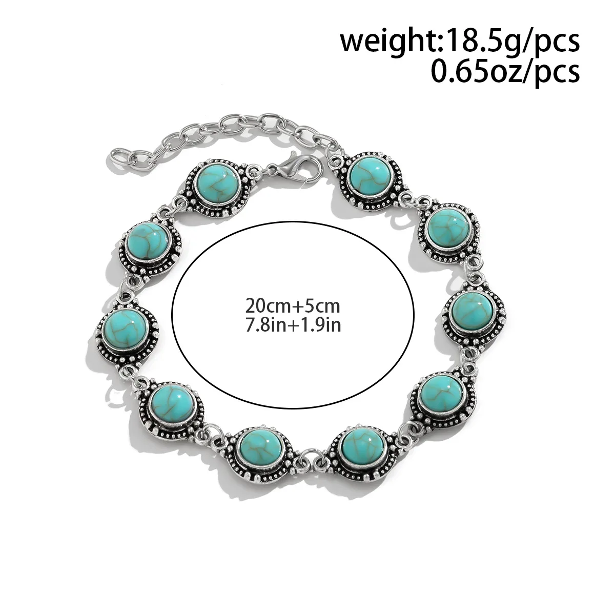 New Fashion Versatile Retro Ethnic Style Feet Chain Alloy Imitation Turquoise Feet Decoration Women's Festival Party Accessories view 5
