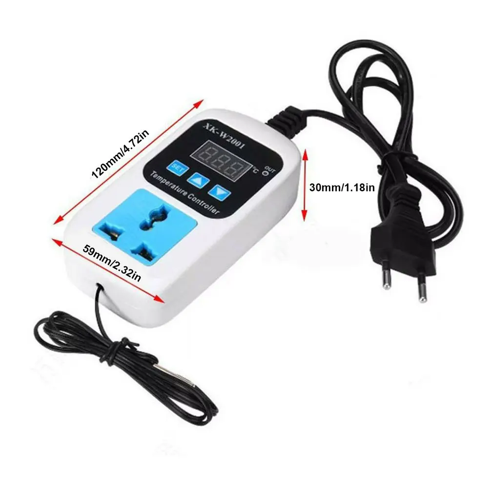 W2001 W2002 AC 110-220V 1500W Phích Cắm Châu Âu Kỹ Thuật Số Ổ Cắm Bình Giữ Nhiệt Điều Chỉnh Bộ Điều Khiển Nhiệt Độ Máy Vi Tính Ổ Cắm NTC cảm Biến