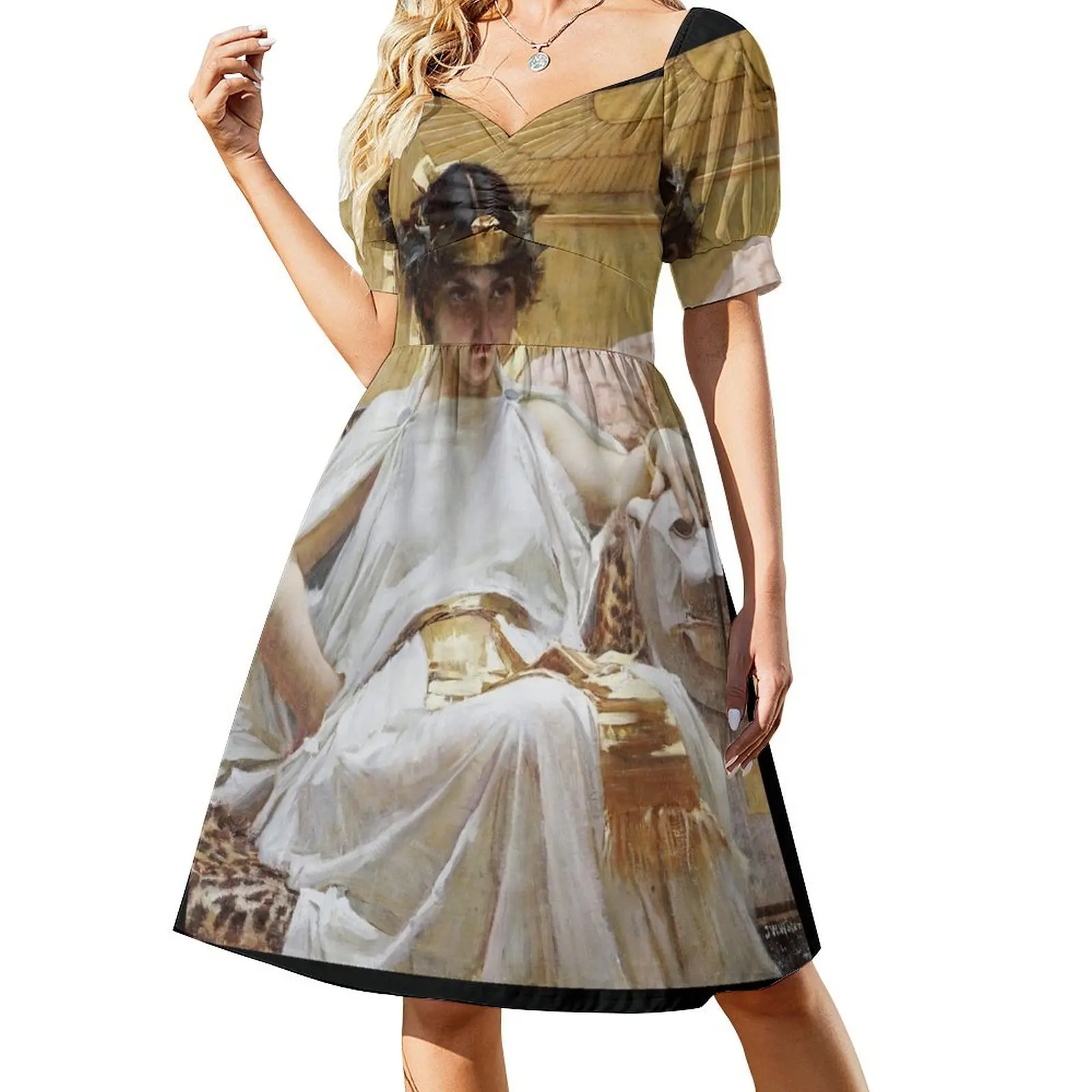 John William Waterhouse - Cleopatra Short-Sleeved Dress loose summer dress Dress woman Evening gown festival outfit women