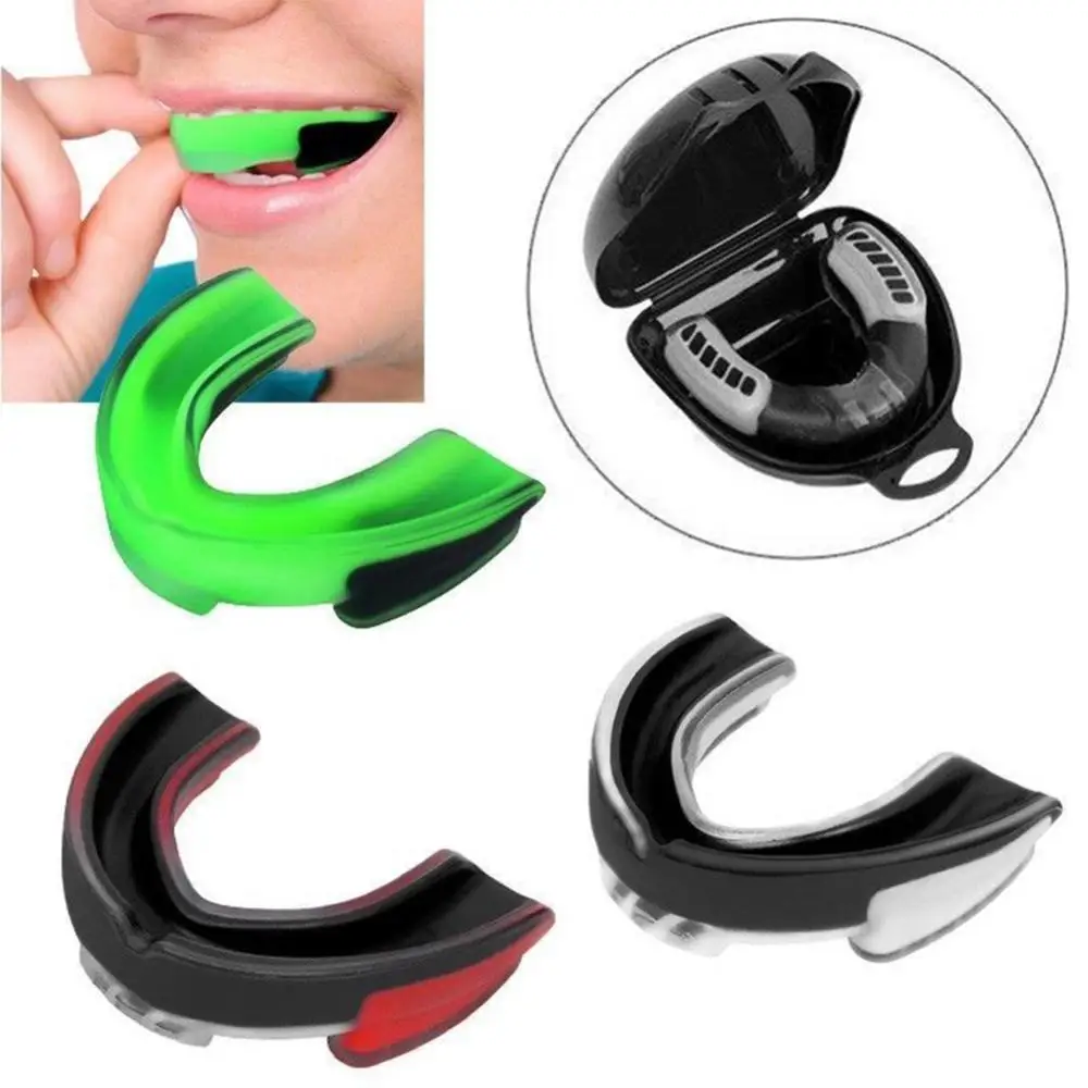 1 Pc Mouth Guard With Box Teeth Protector Wrestling Fighting Training For Boxing Karate Taekwondo Ball Rugby Sports Accessories