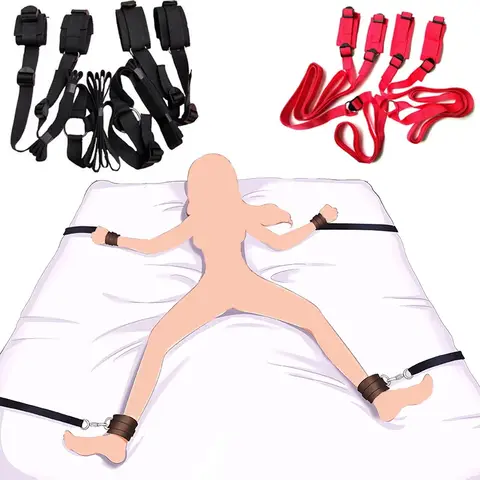 BDSM Bondage Handcuffs Set Erotic Fetish Restraint Strap Adults Bed Wrists Ankle Cuffs Erotic sexx Toy For Women Couples Slave