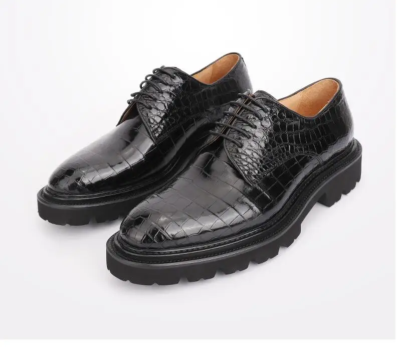 

2022 Genuine crocodile skin leather men fashion shoe with cow skin lining black color crocodile skin men business dress shoe