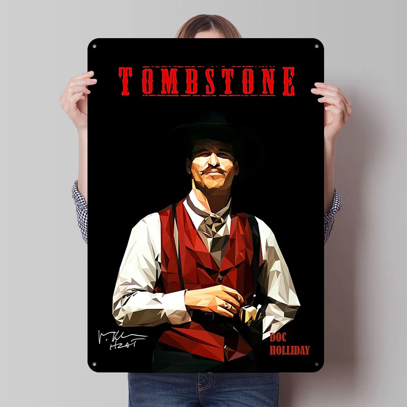 Doc Holliday Tombstone Metal Poster Tin Signs Wall Art Custom Metal Sign for Home Decoration House Decor Gaming Room Decoration