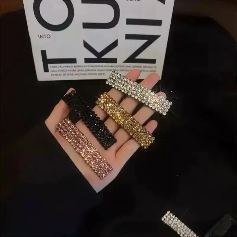 Voller Diamant Super Glänzende Haarnadel Stilvolle Temperament Bb Clip Gebrochenes Haar Quadratische Seite Haarnadel Haar Zubehör Für Frauen – Detail 7