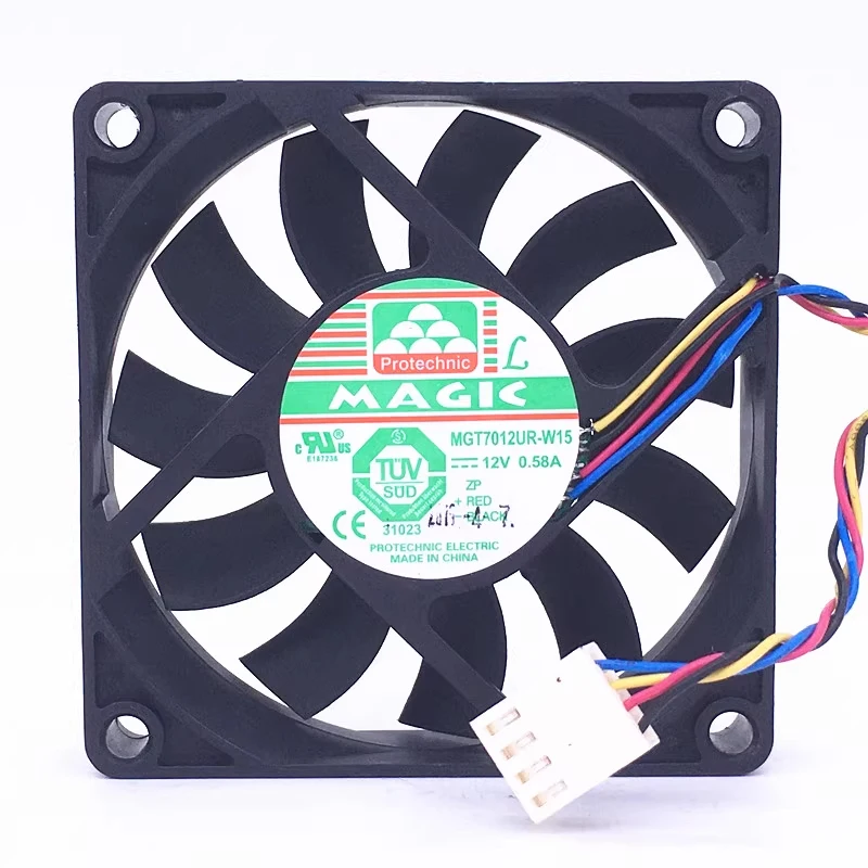 HJY 1 piece Magic MGT7012UR-W15 12V 0.58A 4-wire cooling fan 7015 7cm