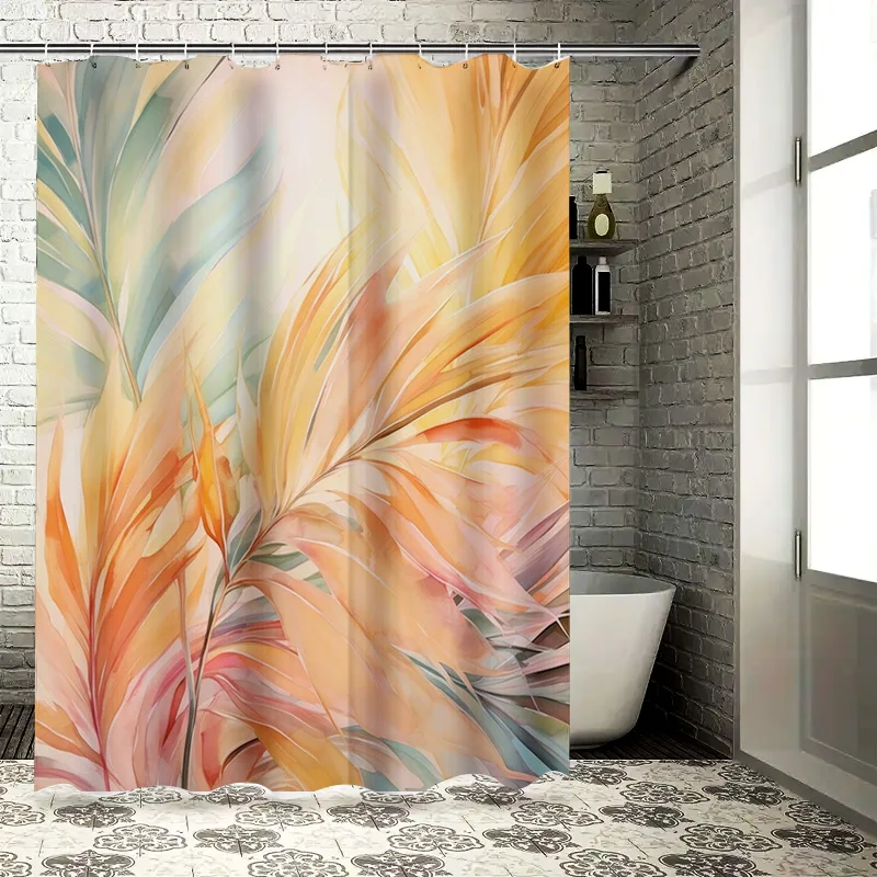 Tropical Palm Leaf Shower Curtain Modern Waterproof Fabric Various Colors Available for Bathroom Decor Size Options Free Shippin