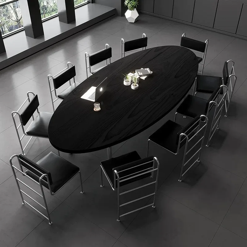 Solid wood oval conference table simple modern office negotiation table creative round table business reception table and