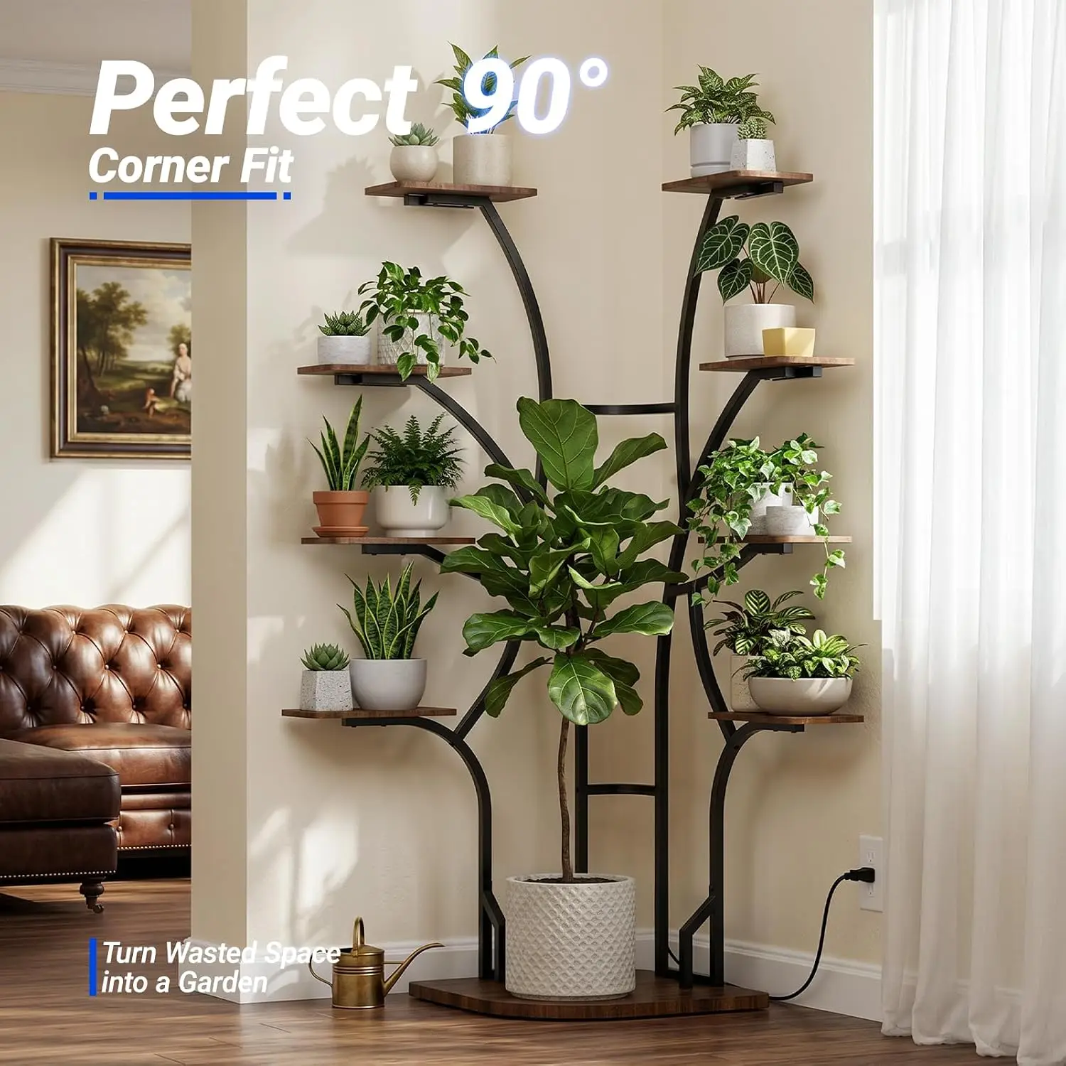 LS13 Corner Plant Stand with Grow Lights, 9-Tier, Full Spectrum
