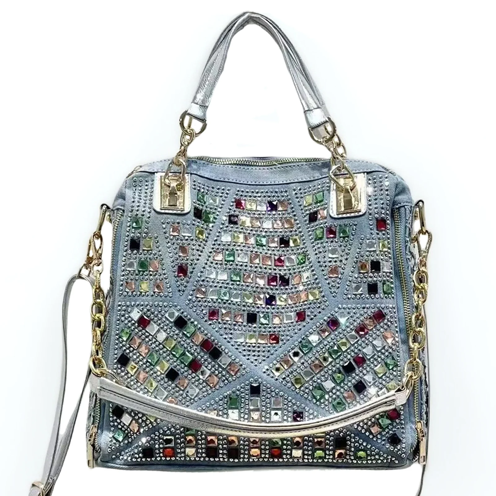 

iPinee Bling Purses for Women Crystal Rhinestone Crossbody Bag Large Denim Jean Purses and Handbags