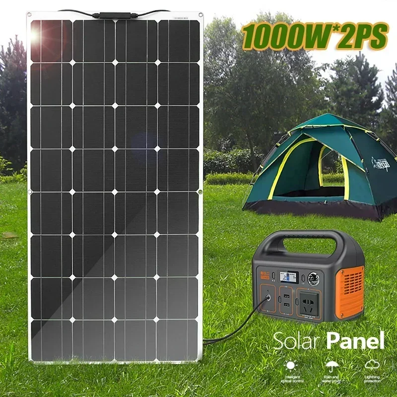 Heavy-Duty 2000W/3000W 18V Solar Charger with Flexible Design - High Efficiency Portable Power for Outdoor Adventures