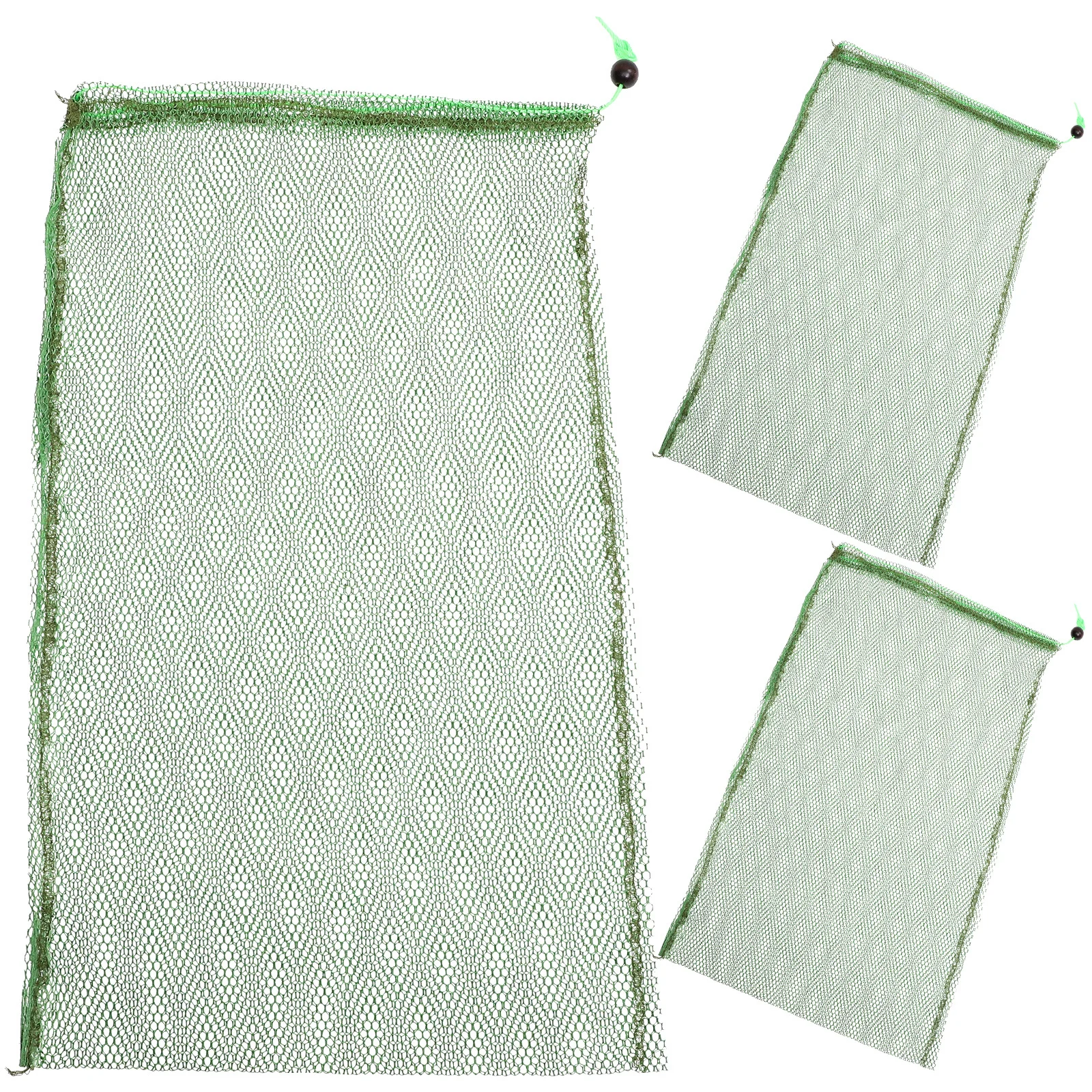 3 قطع من القماش المطلي سريع الجفاف، أكياس شبكية قابلة للطي وخفيفة الوزن برباط لصيد الأسماك في الهواء الطلق، مجموعة الأسماك