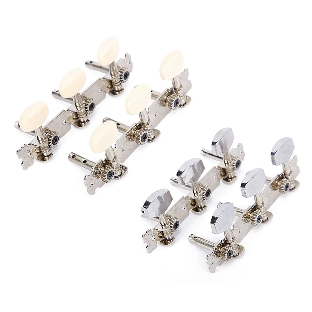 6Pcs Acoustic/Folk Guitar Tuning Pegs Tuners Machine Heads Chrome Part 3R+3L Silver Practical Guitar Tuning Nails Accessories