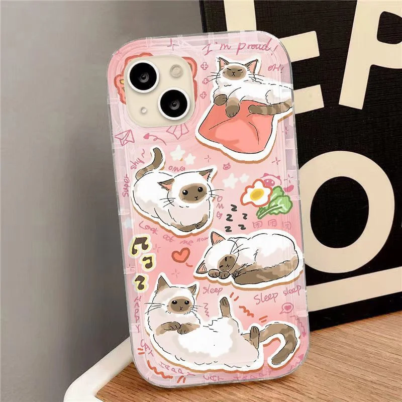 Cute Cartoon Animal Cats Puppy Clear Phone Case for OPPO Reno 7Z 8T 5 6 6Z 7 8 8T 10 Pro Plus F9 F11 4G 5G Airbag Shockproof