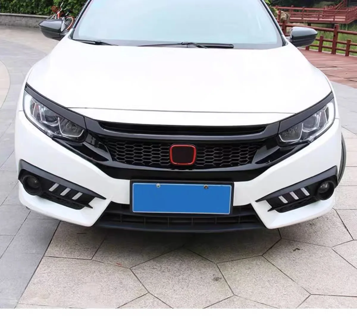 Front Bumper Grill For Honda Civic Splitter Honeycomb Decorative Cover Black Accessories Body Kit ABS 2019 2020 Year