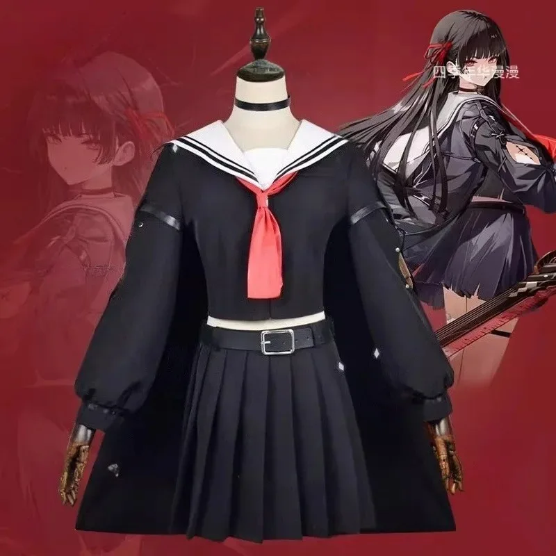 CHISA Cosplay Costume Set 2025 Game Wuthering Waves JK Uniform Top Skirt Wig for Women Halloween Anime Party Roleplay Outfits