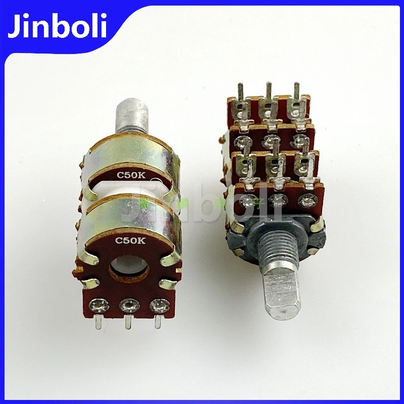 1PCS 16 Type C50K 4 Link C50K*4 Amplifier 4 Channel Volume Adjustment Potentiometer With 40 Points Step 12Pins Shaft Length 15mm