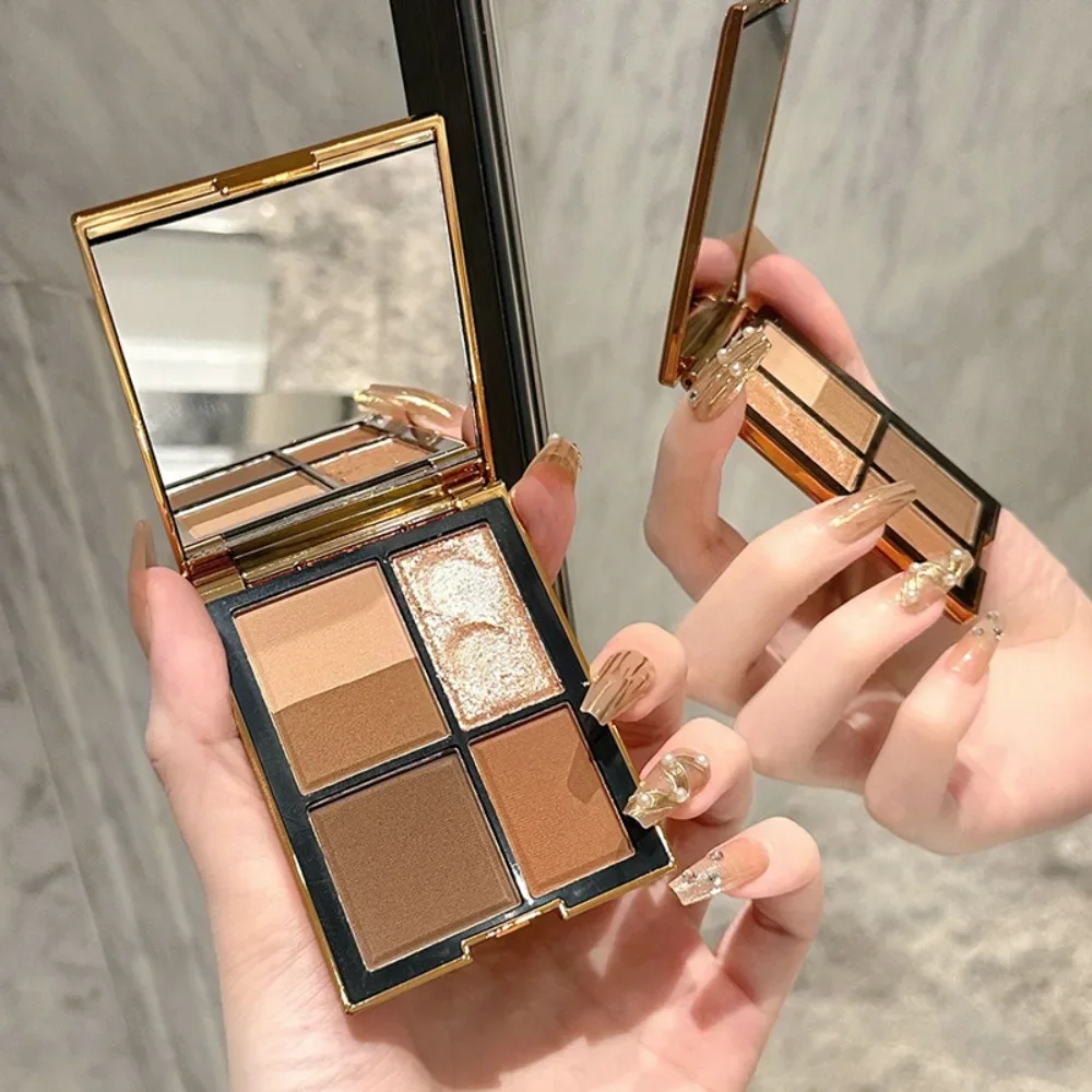 5 Colors Portable Eyeshadow Tray Chocolate Earth Brown Light Sparkle Pearl Matte High Gloss Lightweight Pocket-Friendly Makeup