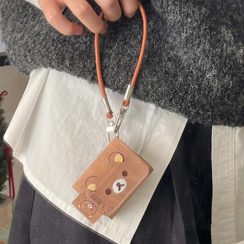 Ins Bear الجلود قلادة الكرتون لطيف جميل حقيبة سماعة الاذن لابل airpods 1 3 4 2 برو 2nd صندوق شحن بلوتوث اللاسلكية