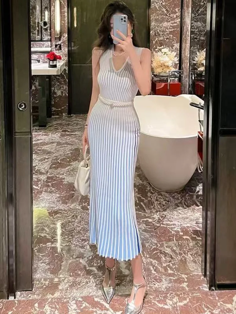 2023 neue Sommer Frauen abend party Tank Kleid Weibliche Gestrickte Ärmellose Kleider Für Frau outwears pullover vestidos para mujer