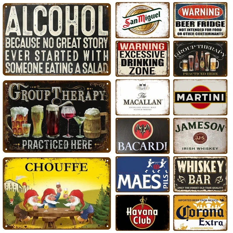Wine Beer Pub - Plakat Merek Bir Rumahan Vintage, Papan