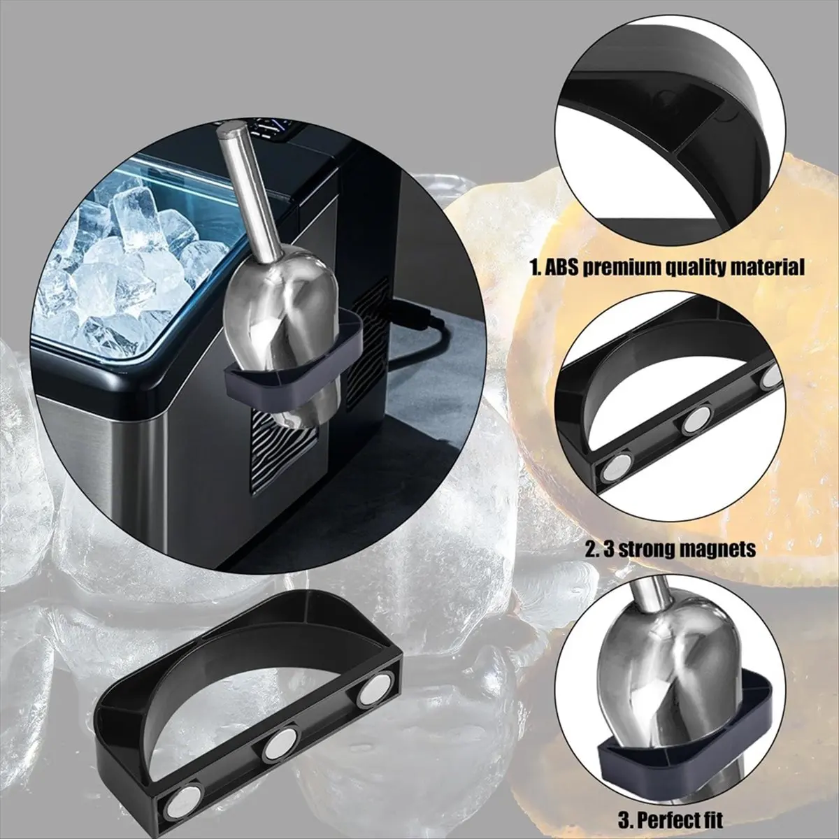 2pcs Magnetic Ice Scoop Spoon Holder for Opal Ice Maker 1.0 & 2.0, Fits Freezer Countertop