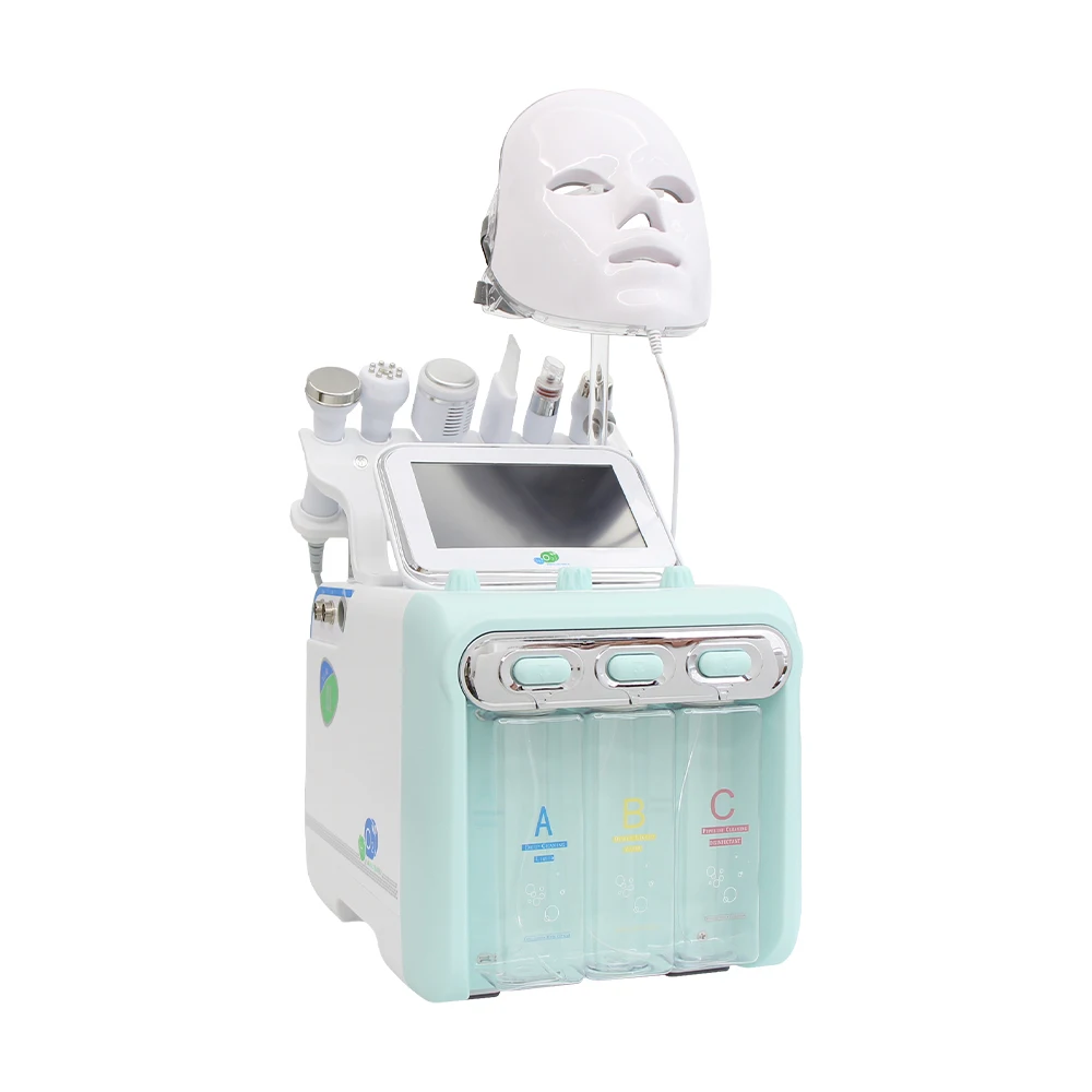 Multi-function 7in1 H2O2 Water Oxygen Facial Beauty Machine with Mask  Face Lifting Dermabrasion Device Skin Scrubber Facial Spa