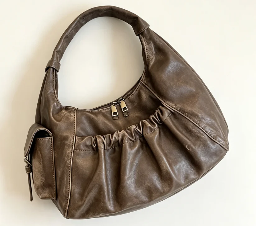 Fashion Wasteland Crinkle Bag Underarm Large Purse Women's Fall Winter Top
