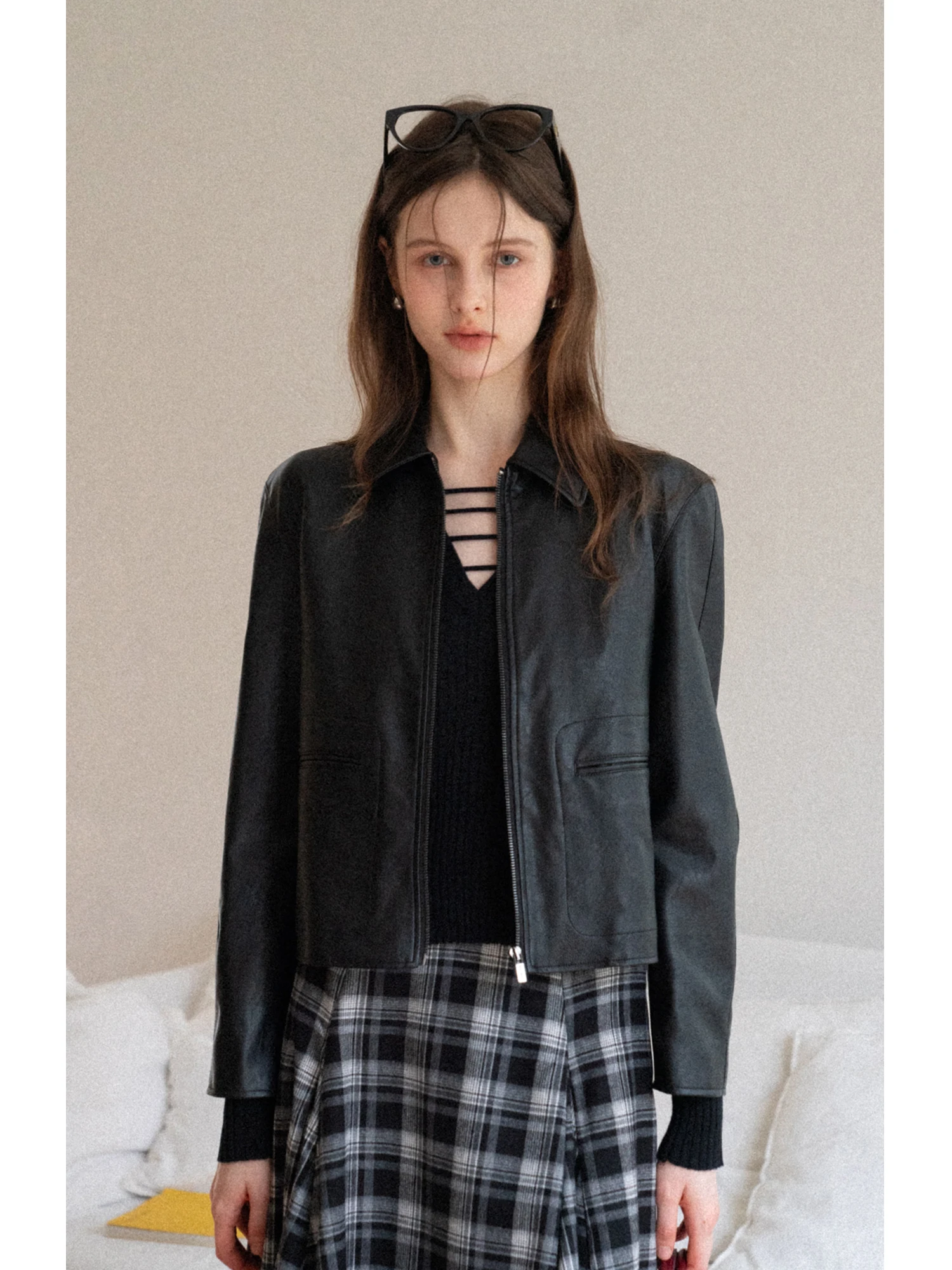 Eggka Bla PU Pelle Jaet ort Capispalla Donna Autunno Nuovo Sle Cool Ele Dimagrante High-End Feeling Top