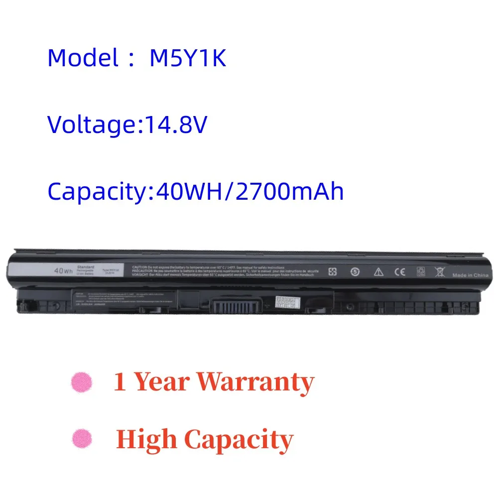 Bateria para Dell Inspiron, série M5Y1K, 40WH, 14.8V, 14, 15, 17, 5000, 3000, 5559, 3451, 3558, 3567, 5755, 5756, 5458, GXVJ3, 453-BBBQ, HD4J0