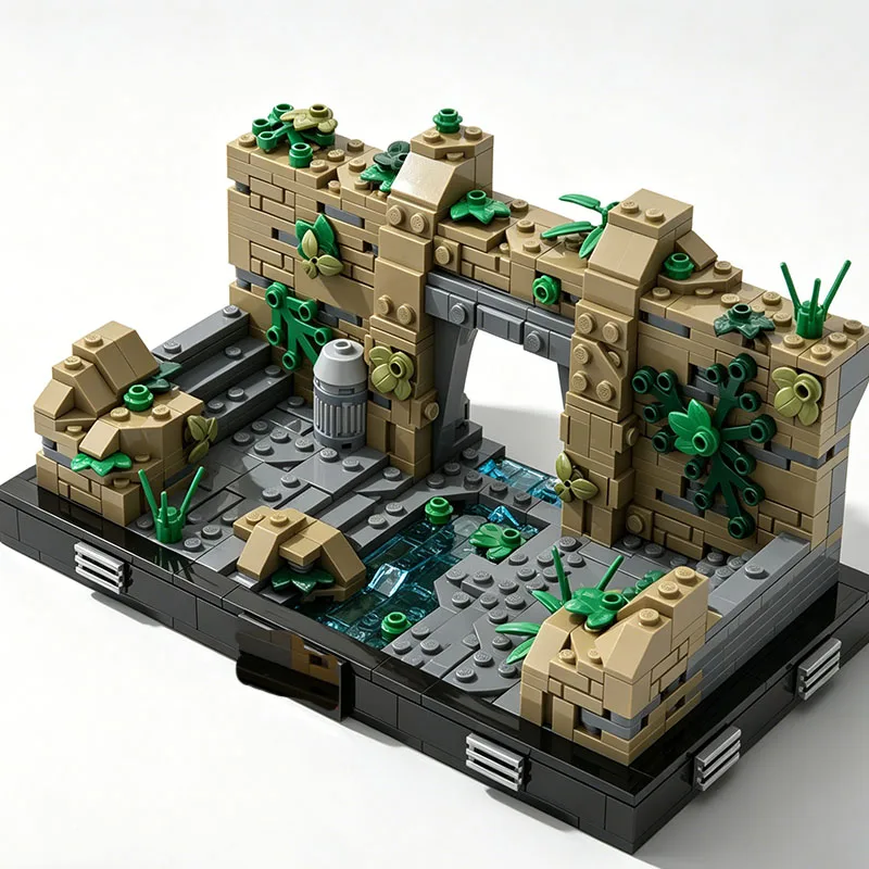 MOC Creative Ruins - Retro Scene Small Particle Building Block Ornament Toy Gift (634pcs)