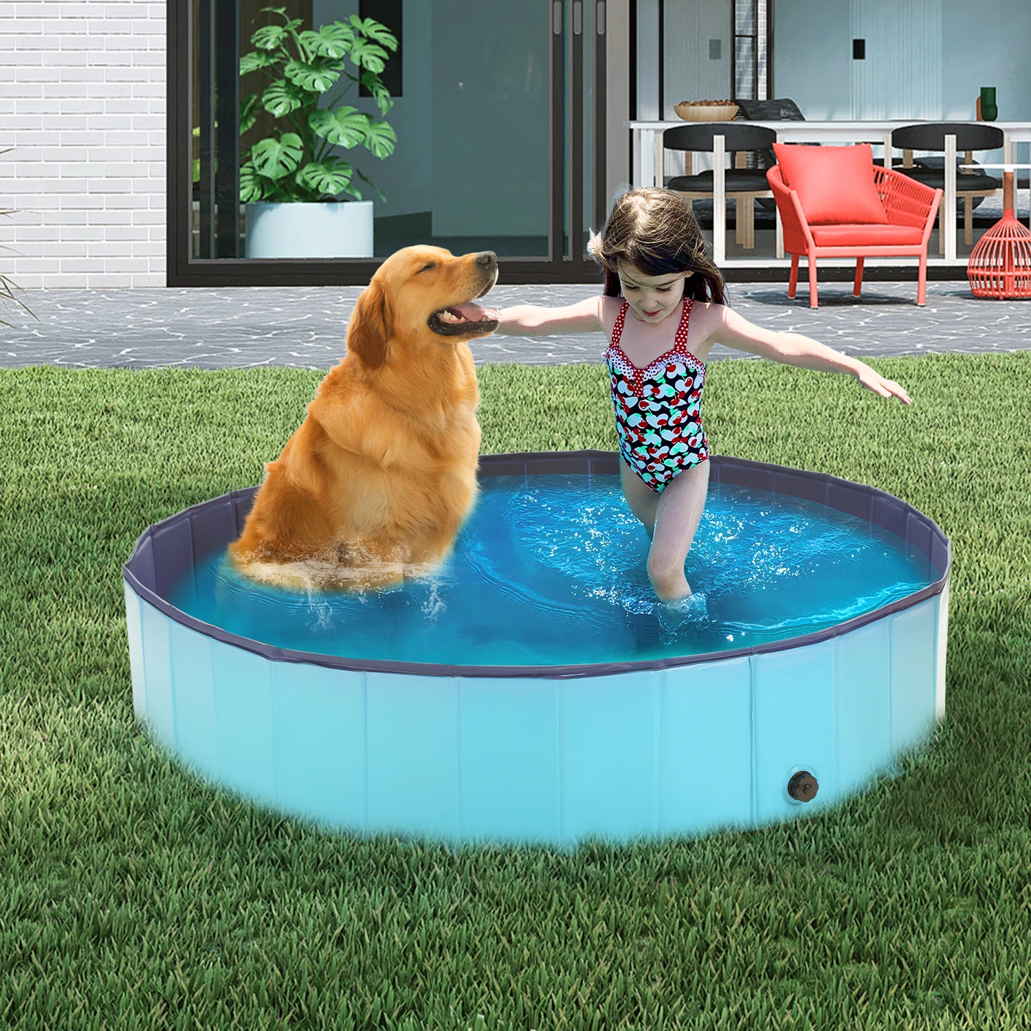 Portable Pet Swimming Pool for Puppy Large Dogs Kids Foldable Dog Bathing Pool Indoor and Outdoor Summer Pet Wading Pool