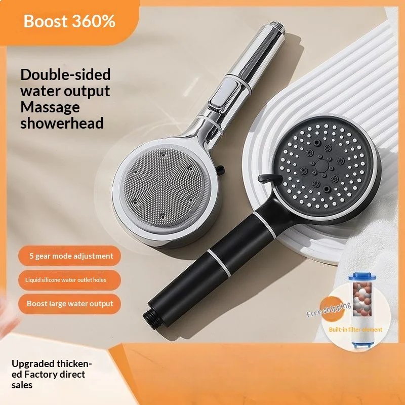 Silicone Shower Head with Filter, High Pressure, Anti-Clog, Multi-Function Handheld Spray