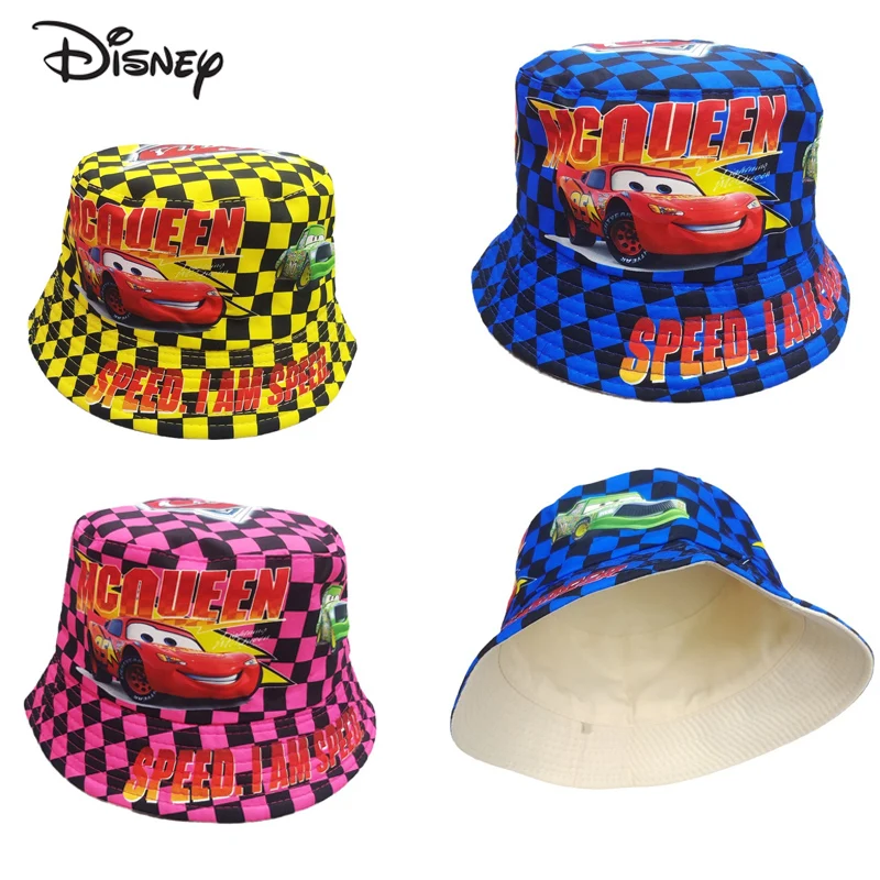 

Summer Disney Cars Double-sided Fisherman's Hat Cartoon Print Bucket Hat Outdoor Sun Protection Sunshade Hats Child Cap 48-54cm