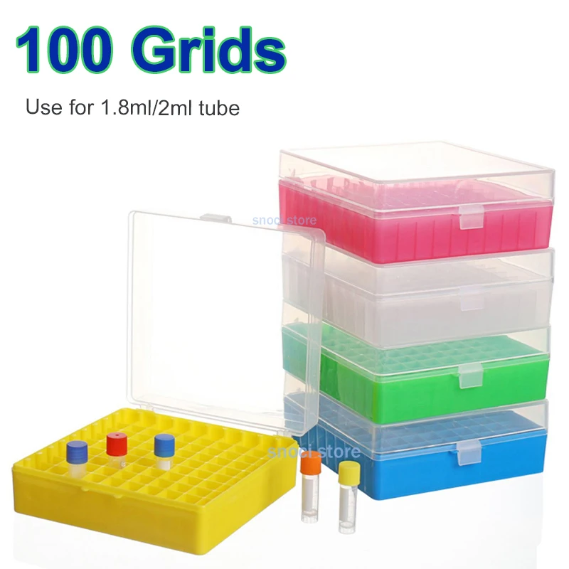 

lab Plastic Freezer Box For 1.8ml/2ml Freezing Tube Lab Experiment Box 100-holes Centrifuge tube box PCR tube Storage boxs，1Pcs