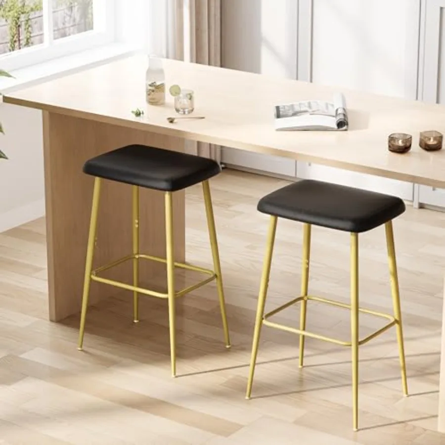 

Bar Stools Set of 2, Counter Height Bar Stools, Industrial Modern Barstools with PU Leather Cushion, Metal Frame Bar Chairs wit