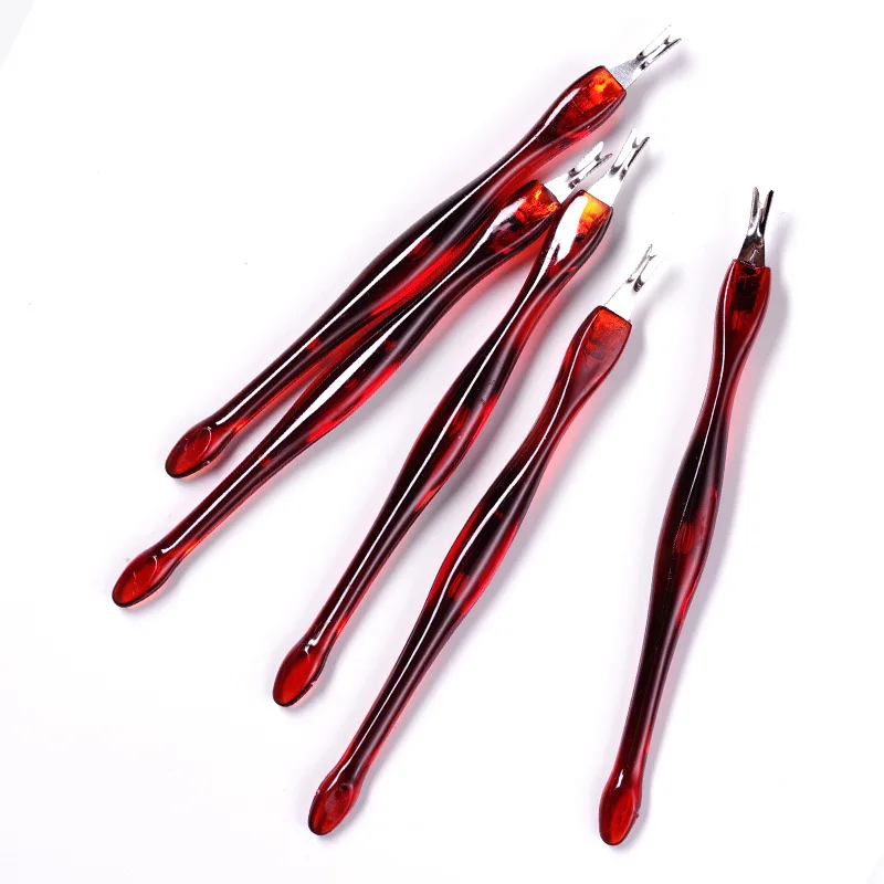 Aço inoxidável Nail Art Fork, removedor de cutícula, Nipper Pusher, aparador, pedicure, unhas cuidados ferramentas, cores, pele morta removedor, 1pc