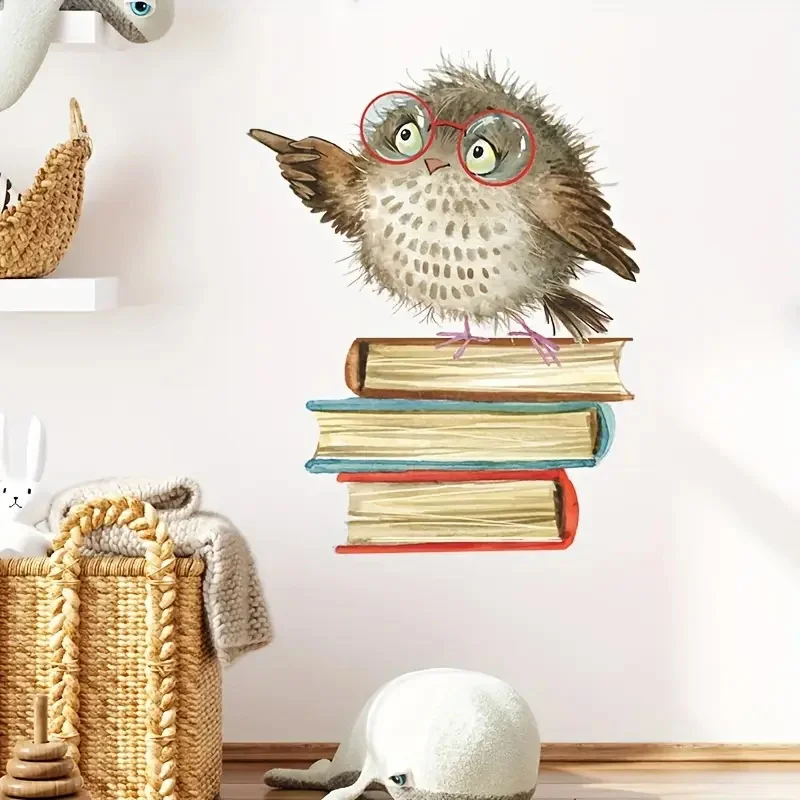 

Cartoon Wall Sticker, Bird On The Book Pattern Self-Adhesive Wall Stickers, Bedroom Entryway Living Room Porch Home Decoration