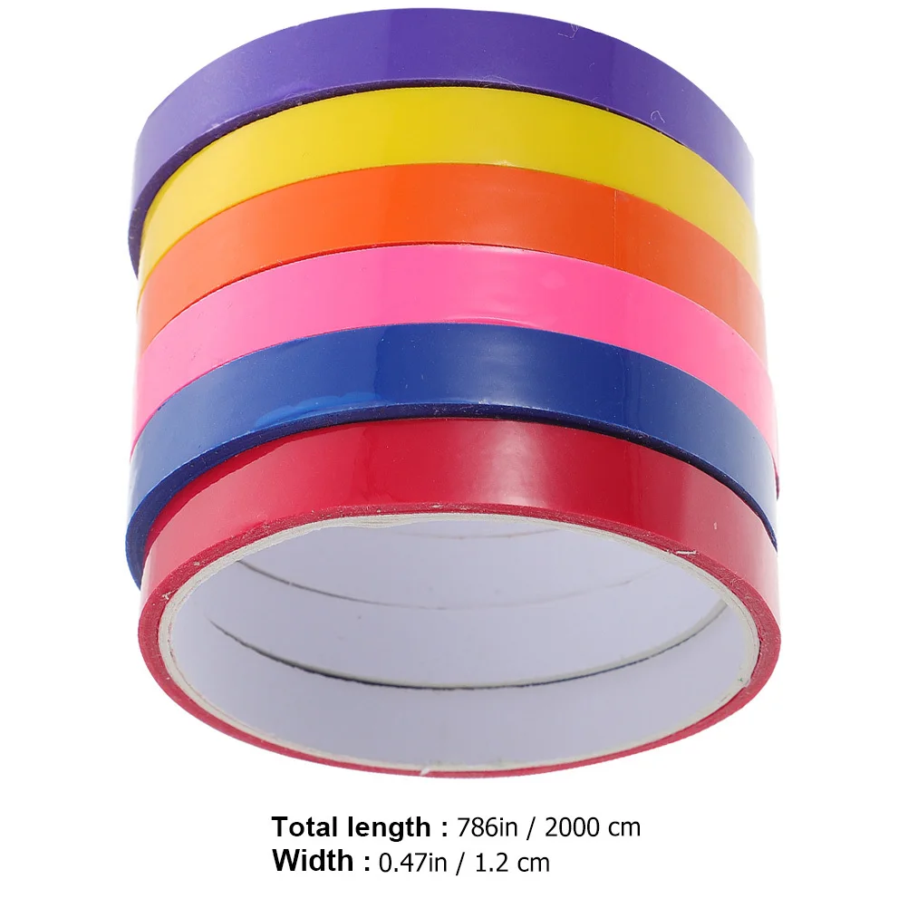 6 لفات من شريط لاصق الكرة الملون، شريط لاصق حريري لزج لتخفيف الضغط وتخفيف التوتر، شريط كروي إبداعي، أشرطة كروية لاصقة ملونة #6