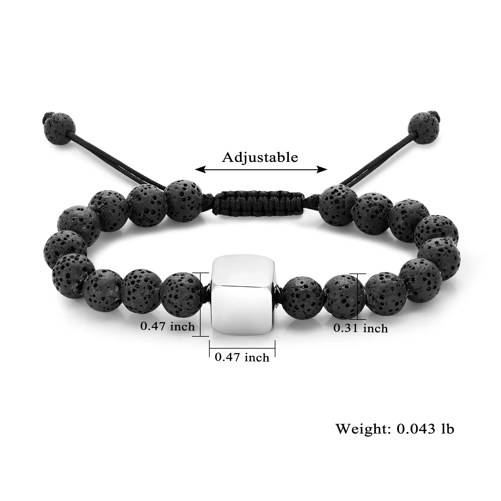 Beaded Urns Bracelet Adjustable Volcanic Stone Small Urns For Human/Pet Ashes Cremation Jewelry Keepsake Bangle